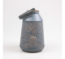 DRAHTLATERNE M/LEDERGRIFF L GRAU/GOLD 18X18X30 CM