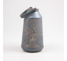 DRAHTLATERNE M/LEDERGRIFF XL GRAU/GOLD 18X18X35 CM