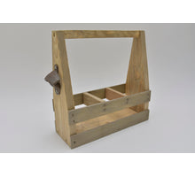 Kiste mit Griff und Öffner - 3 Flaschen 27x10x27cm antik