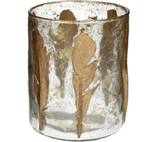 Kerzenständer Feder Glas Gold 10x10x13cm