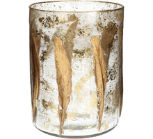 Kerzenständer Feder Glas Gold 15x15x20cm