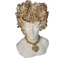 Planter Flower Head Gold 19x17x37cm