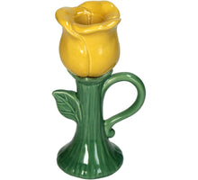 Kerzenhalter Rose Feines Steingut Gelb 8,6x6,4x15,5cm