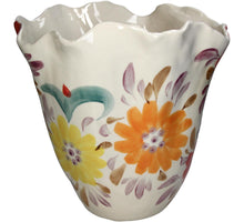 Vase Blumen 28,5x27x28cm Feines Steingut Mehrfarbig