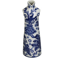 Vase Kleid Porzellan Blau 10x8x31cm