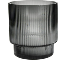 Vase Streifen Glas Grau 16x16x17cm