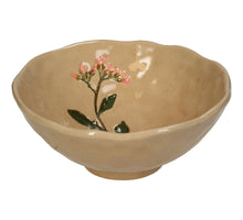 Bowl Flower Stoneware Beige 18.2x18.2x7.30cm