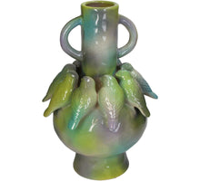 Vase Vögel Steingut Mehrfarbig 22,5x22,5x35,3cm