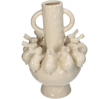 Vase mit Hasenmotiv, Steingut, Weiß, 22,5x22,5x35,3cm