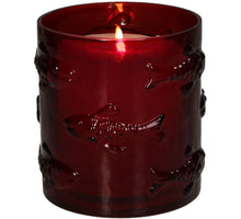 Kerzenhalter Fische Glas Rot 9x9x10cm