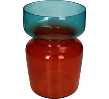 Vase Two Tone Glass Multi 18x18x25cm red/blue