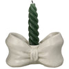 Candle Stick Bow Polyresin Ivory 7x13.5x7cm