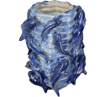 Planter Fishes Fine Earthenware Blue 23x22.5x26cm