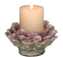 Kerzenhalter Blume Steingut Rosa 16x16x9cm