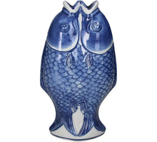 Vase Fische Porzellan Blau 15x8x27cm