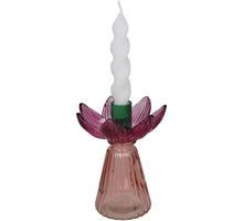 Kerzenhalter Blumen Glas Mehrfarbig 11x11x14cm