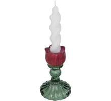 Candle Stick Tulip Glass Purple 8x8x12cm