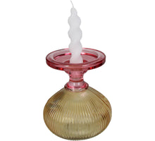 Kerzenhalter Glas Mehrfarbig 13,5x13,5x15cm Rot-Gelb