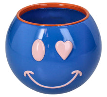 Pflanzgefäß Smiley Polyresin Blau 13,5x13,5x11cm