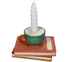 Candle Stick Cup on Book Dolomite Multi 16.5x13.5x9.5cm