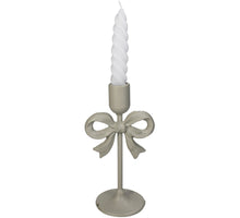 Candle Stick Bow Metal Ivory 10.5x8.5x20.5cm