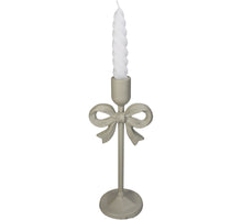 Candle Stick Bow Metal Ivory 10.5x8.5x25.5cm