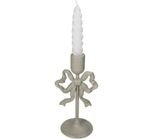 Candle Stick Bow Metal Ivory 10x8.5x20.5cm