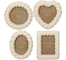 Photo Frame Twisted Polyresin Ivory 6x9cm 4 assortie