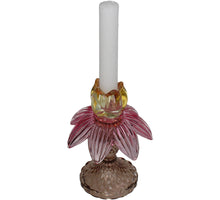Candle Stick Flower Glass Multi 11x11x15.5cm