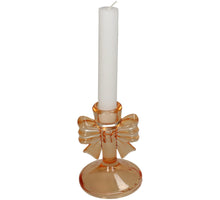Candle Stick Bow Glass Orange 8x8x11cm