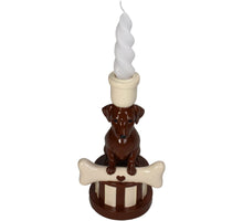 Candle Stick Dachshund Polyresin Brown 11.5x10.5x21.5cm