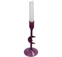 Candle Stick Moon Glass Purple 9.5x9.5x20cm