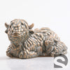 Hooglander Koe m/Kind Cement Goud 16x10x9 cm