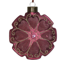 Ornament Scheibe Blume Samt Mauve 10cm