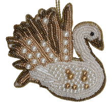 Ornament Schwan Perlen Weiß 10cm