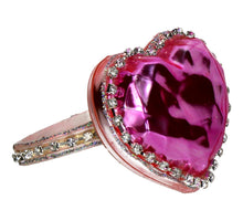 Ornament Ring Herz Glas Rosa 10,2 cm