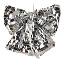 Ornament Party Bow Fabric Silver 17.8cm