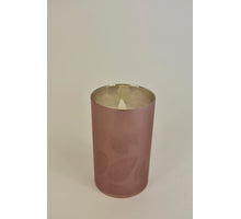 LED Kerze im Glasblatt 12,5cm rosa (exkl. 3xAAA Batterie)