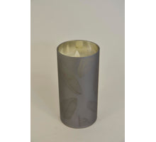 LED Kerze im Glasblatt 15cm silber (exkl. 3xAAA Batterie)