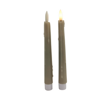 LED-Tischkerze, tropfend, 20 cm, hellgrau, 2er-Set (exkl. 1xAAA)
