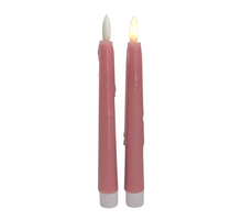LED-Tischkerze, tropfend, 20 cm, hellrosa, 2er-Set (exkl. 1xAAA)