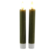 LED-Dinnerkerze 15cm rustikal olivgrün Set/2 mit Timer (exkl. 1xAAA)