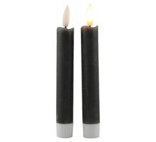LED-Dinnerkerze 15cm rustikal mausgrau Set/2 mit Timer (exkl. 1xAAA)