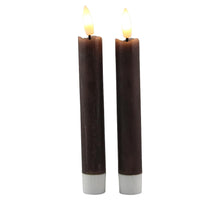 LED-Dinnerkerze 15cm rustikal taupe Set/2 mit Timer (exkl. 1xAAA)