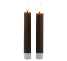 LED-Dinnerkerze 15cm braun Set/2 mit Timer (exkl. 1xAAA Batterie)