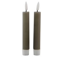 LED-Dinnerkerze 15cm grau Set/2 mit Timer (exkl. 1xAAA Batterie)