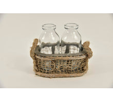 Windlicht rund ''Jute'' mit 1 Zyl.glas und Ohren D16 H13cm natur