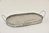 Tablett rechteckig Zink/Holz mit Ohren 26x15,5x2/5,5cm grau-wash