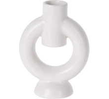 KERZENLEUCHTER KERAMIK ''RING'' 9X6X12CM MATT WEISS