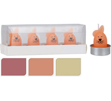 SET MIT 4 TEELICHTERN HÄSCHEN 3 VERSCHIEDENE FARBEN